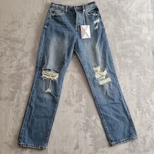 Kancan distressed Jeans juniors 1/24 button fly medium wash fray hems preppy